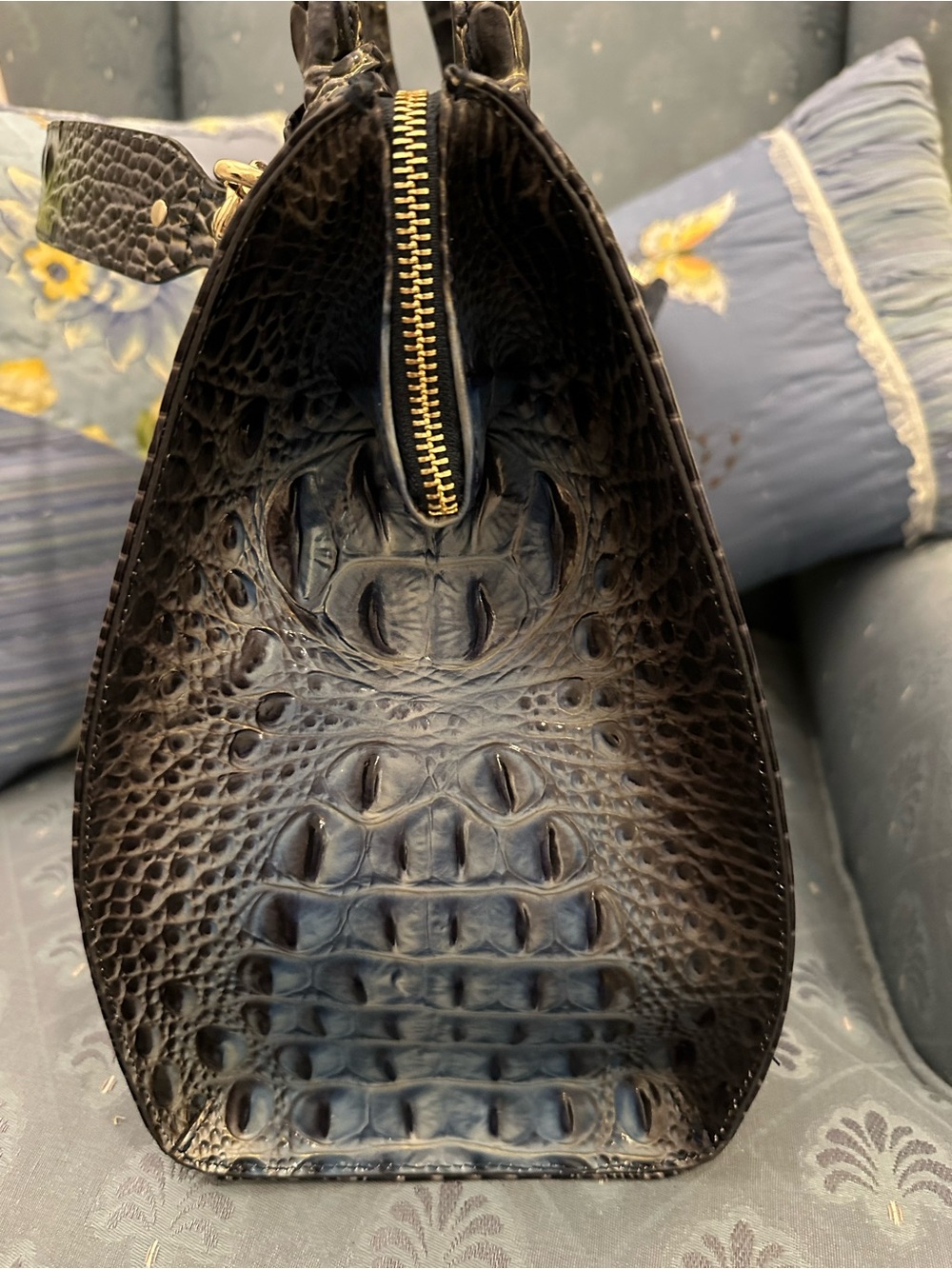 Brahmin Shadow Ombré  Dark Blue/Charcoal & Light Blue Large Caroline VGUC - Picture 5 of 11